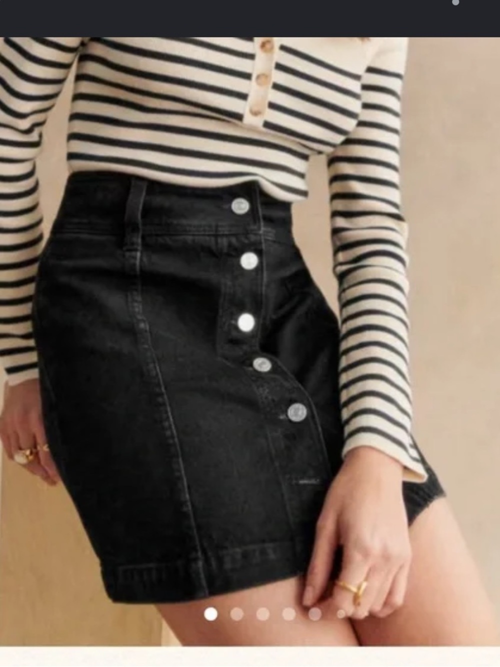Sezane jupe savine Black Button-Front denim Mini Skirt